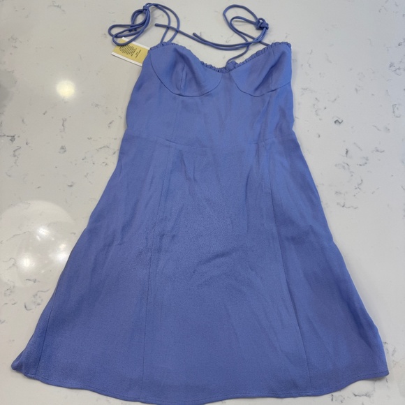 Aritzia Wilfred Cornflower Blue New Fable Mini Dress Size 4 NWT - Picture 1 of 8